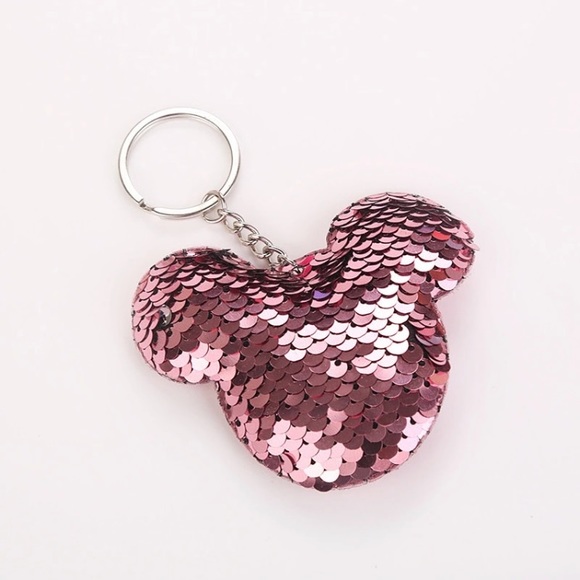 Mikey purse charm keychain light pink sequins NEW - Picture 2 of 2